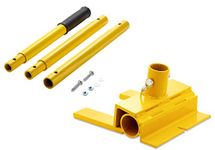 Pallet Buster Deluxe with Nail Removal | 41" Collapsible Handle - Deck Wrecker - Best Wrecking Bar for Breaking Pallets - Steel Head - 2 Secure Locking Pins - Yellow - Molomax