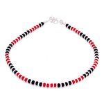 KUKSHYA 925 Exclusive Nazariya Anklet (Payal) with Black, Red & Silver Beads (Crystal) in 92.5% Sterling Silver for Girls and Women