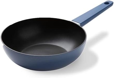 Dr.HOWS Allday Nonstick Wok Pan 9.5 Inch Stir-Fri Pan with Bakelite Handle, PFOA/PFOS Free, Works on Gas, Induction, Ceramic, Halogen, and Electric, Bijou Blue