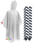 Disposable Rain Ponchos - Extra Long Waterproof Emergency Poncho with Hood for Adults, Bulk Family 24 Pack Raincoat for Park, Concerts, Hiking, Camping Essentials, Home Emergency Survival Kits, Clear