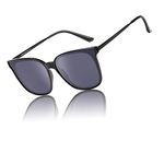 DUCO Vintage Round Polarized Retro Sunglasses for Women UV Protection W016 (Black Grey)