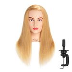 Hairingrid Mannequin Head 20"-22" 100% Human Hair Hairdresser Cosmetology Mannequin Manikin Training Head Hair and Free Clamp Holder (1907W2714)