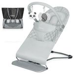Orzbow Baby Bouncer, Portable Baby Bouncer Chair for 0-18 Months Up to 20 lbs - 3 Recline Positions, Foldable Infant Bouncy Seat with Storage Bag and Removable Toy Bar, Ergonomic Design, Grey