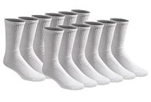 Dickies Men's All Purpose Cushion Crew Socks (6/12 Packs), White (12 Pair), Shoe Size: 5-9