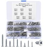 300 Pcs Wood Screws Assortment Set, Self Tapping Screws for Wood, M3 M4 M5 Cross Drive Flat Head Screws, Countersunk Head Fastening Screws for Plastic Wood Soft Metal Home DIY