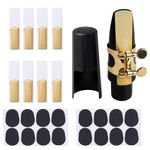 TUOREN Tenor Sax Mouthpiece Kit Includes Saxophone Mouthpiece, Brass Ligature Fastener, Plastic Cap 2.5 Reed and Cushions Pads Fit for Tenor Sax Parts and Accessories 26 Pieces