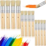 12 Pieces Wooden Stencil Brushes Natural Stencil Brushes Bristle Painting Brushes Wooden Handle Painting Stencil Brushes for Acrylic Oil Watercolor Painting Stencil Project DIY Crafts, 3 Sizes