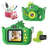 Kids Camera Toys, Kids Digital Camera for Ages 3-12 Boys Childrens Toddler,Selfie 1080p HD Video Camera Toys Gift for 3 4 5 6 7 8 9 Year Old Kids-with 32GB SD Card [ Dinosaur ]