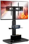 YOMT Floor TV Stand with Swivel Mount for 32 39 40 43 49 50 55 60 65 70 75 Inch TVs,Tall Corner TV Stand with Sturdy Wood Base and Shelf,AdjustableTV Stand for Living Room,Bedroom,Black