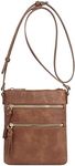 CLUCI Small Crossbody Purses for Women, Triple Zip Designer Bags Adjustable Strap, Leather Over the Shoulder Handbags, Two-toned Brown, Small, Crossbody