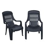 Nilkamal Weekender Plastic Mid Back with Arm Chair | Chairs for Home| Dining Room| Bedroom| Kitchen| Living Room| Office - Outdoor - Garden | Dust Free |100% Polypropylene Stackable Chairs | Set of 2