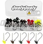 QualyQualy Ned Rig Jig Heads, Ned Rig Baits Kit for Bass Fishing, Crappie Jig Heads Mushroom Head Jigs Fishing Hooks Weedless 5 Popular Colors 25PCS, 1/8oz 1/6oz 1/5oz