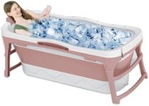 Weiei 56'in Large Portable Bathtub for Adults Collapsible Soaking Tub with Anti-Slip Seat and Headrest - Space-Saving Design for Homes Apartments (Pink), FBB2-pink