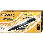 BIC Soft Feel Ballpoint Pens, Retractable Pens, Ideal for School and Office, Medium Point (1.0mm), Black, Pack of 12