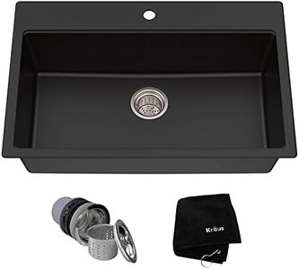 Kraus KGD-412B 31 1/5 inch Dual Mount Single Bowl Black Onyx Granite Kitchen Sink