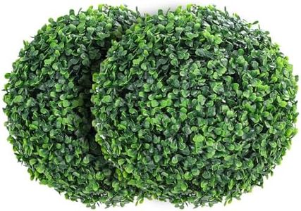 GarveeHome 2 Pcs Artificial Plant Topiary Balls Outdoor, 19" Faux Boxwood Balls Fake Green Plants Decorative Spheres for Front Porch Patio Garden Backyard Home Wedding Decor