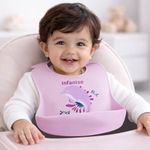 Infantso Silicone Ultra Light Waterproof Baby Bib for Feeding & Weaning Babies & Toddlers with Food Cather Pocket, Washable, Reusable, Non Messy Easy Cleaning, No Odour, Adjustable Button Neckline