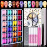 720PCS Coffin Press On Nails, MORGLES 24 Colors Medium Coffin Fake Nails, Acrylic Short Ballerina False Nail tips with Nail Glue, Nail File, Nail Tabs, Stickers & Tweezer for Nail Art DIY