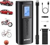 Tire Inflator Portable Air Compressor - 150 PSI Bike Pump with Gauge, Car Tire Inflator, Bicycle Pump Auto Off Air Pump for Car Tires by Woowind (AP2-P)