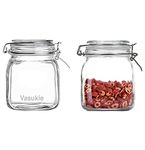 Vasukie Glass Jars with Airtight Lids Wide Mouth Storage Canister Jars Kitchen Storage Buckle Lid Canning Jar Dry Food Storage Pasta Spice Beans Flour (2)