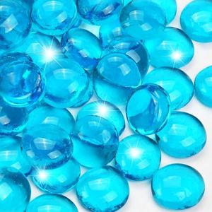 RUOJAS 10LB Ocean Blue Flat Glass Marbles for Vases, Gemstone Beads Vase Filler Decorative Glass Pebbles for Fish Tank, DIY Crafts, Aquarium Decor Rocks