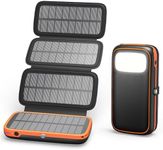 Paloceru Solar Power Bank 26800mAh - Portable Solar Charger with 4 Foldable Panels – PD QC 3.0 Fast Charging Battery Bank with USB C Output/Input - Outdoor Battery Pack with Flashlight for Camping