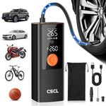 CSCL Tire Inflator Portable Air Compressor, 150PSI Portable Air Pump for Car Tires with Dual Value Screen & LED Light, 3X Fast Inflation Cordless Tire Pump for Car Bike Motorcycle Ball