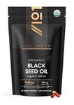 Organic Black Seed Oil Capsules 1440mg – 3X% Thymoquenine - 60 Vegan Capsules – Cold Pressed & Virgin Cumin Seed Oil by Alpha01