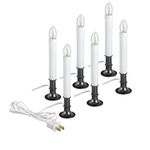 Xodus Innovations AC1180-6 Electric Plug-in 8.25 inch Flameless Window Candle with Dusk to Dawn Light Sensor Timer, Pack of 6, White Candle with Nickle Colored Base