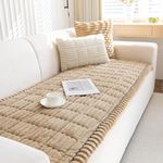 GKXLH Thick Sofa Cover Washable - New Soft Corduroy Universal Sofa Covers 2 3 4 Seater, Non-Slip Couch Cover, Couch Seat Covers Sofa Slipcovers Furniture Protector for Living Room (Coffee, 70x70cm)