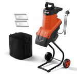 AIVOLT 2500W Garden Shredder, Silent Wood Chipper, Crush up to 45mm, 3600rpm Speed, 10m Power Cable, Reversible Steel Blades with Detachable 50L Collection Bag for Garden Debris, Leaves and Branches