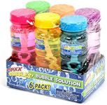 Sunny Days Entertainment 6 Pack Bubble Solution – 4oz Bubble Blower Bottles with 6-Hole Wand | Bottle of Bubble Solution for Kids | Birthday Party Favor Toy - Maxx Bubbles