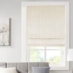 Madison Park Galen Cordless Roman Shades - Fabric Privacy Single Panel Darkening, Energy Efficient, Thermal Insulated Window Blind Treatment, for Bedroom, Living Room Decor, 33" x 64", Ivory