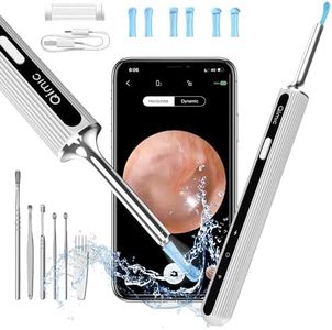 QIMIC Otoscopio 3,5mm WiFi Endoscopio con 6 LED Camara Endoscopica Inalámbrico, Kit de Limpiador de Oídos para Eliminación de Cerumen para iPhone, Tabletas y Android