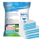 GQC Premium Vacuum Storage Bags. 80% More Storage!Vacuum bags clothes for Travel! Double-Zip Seal and Triple Seal Turbo-Valve for Max Space Saving