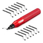 CGBOOM Deburring Tool with 12 Extra HSS(Steel) Blades and 1 Aluminum Handle- Works on Metal, Plastic, Resin, 3D Printer, PVC and Copper Pipes, Hole Deburrer, Burr Remover, Portable Reamer Tool