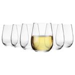 Argon Tableware 6X 360ml Stemless Wine Glasses Set - 'Corto' Range - Modern Style Picnic & Party Glass Tumblers for Red, White & Rose Wine