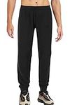 Lichenland Men's Merino Wool Thermal Sweatpants Active Jogger Pants, Black, X-Large