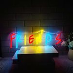 Qaero Friends Neon Sign, Dimmable LED Neon Signs for Wall Decor,Personalized Neon Light Wall Art, USB Powered for Coffee Shop Bedroom Room Club Bar Party Room Decor Birthday Party Gift(5.1 * 15.7in）