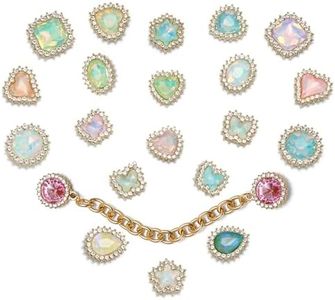 21 Pcs Bling Jewelry Shoes Charm Colorful Gems Rhinestone Shoe Decoration and Shoe Chain for Girls Valentine's Day Gifts, Alloy, Rhinestone, Gemstone, Created Diamond
