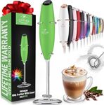 Zulay Kitchen Powerful Milk Frother Wand - Ultra Fast Handheld Drink Mixer - Electric Whisk Foam Maker for Coffee, Lattes, Cappuccino, Frappe, Matcha & Coffee Creamer - Milk Boss Clover Green
