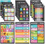 Hadley Designs 16 Colorful Kids Educational Posters For Toddlers 1-3 - Pre K Learning Posters, Homeschooling Supplies Preschool, Alphabet Poster For Toddlers, Teacher Posters For Classroom Posters