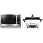 TOSHIBA ML-EM31P(SS)/CA Microwave Oven + BLACK+DECKER 2-in-1 Rice Cooker & Food Steamer Bundle