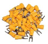 ERH India (50 Pcs) SV Terminal Connector Yellow 12-10 AWG Insulated Fork Spade U-Type Wire Connector Electrical Crimp Terminal Jointer SV5-4 Connector 4-6 mm