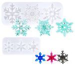 REILTAS 6 Pieces Snowflake Epoxy Resin Mold,3D Snowflake Silicone Mold（Christmas ornament）,Snowflake Casting Resin molds For Christmas Tree Snowflake Decorations and DIY Resin Making