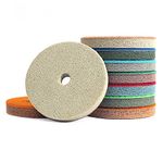 Z-LION 4" Diamond Sponge Polishing Pad Wet Use Buffing Pad for Grinder Hoop and Loop Buffing Wheel for Granite Marble Clean(7 pcs,4 Inches)