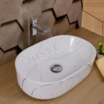 HISRE Table Top Wash Basin For Bathroom | Over Counter Top Wash Basin For Living Room | Washbasin Countertop | Tabletop Ceramic Bathroom Kitchen Sink (20 x 13 x 5.5 Inch) (SKTB1304)