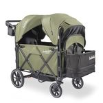 Larktale caravan V3, Chelsea Green - Stroller/Wagon for Kids & Babies - Seats 2 Passengers or 200 lbs. Total Weight Capacity. - Reclining Seats, Full-Coverage Sun Canopies, Height-Adjustable Handlebar