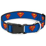 Buckle-Down PC-WSM001-WL Dog Collar Plastic Clip Buckle, Superman Shield Blue, 18"-32"