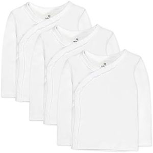 HonestBaby unisex baby 3-pack Organic Cotton Long Sleeve Side-snap Kimono Tops and Toddler T Shirt Set, Bright White, 3-6 Months US